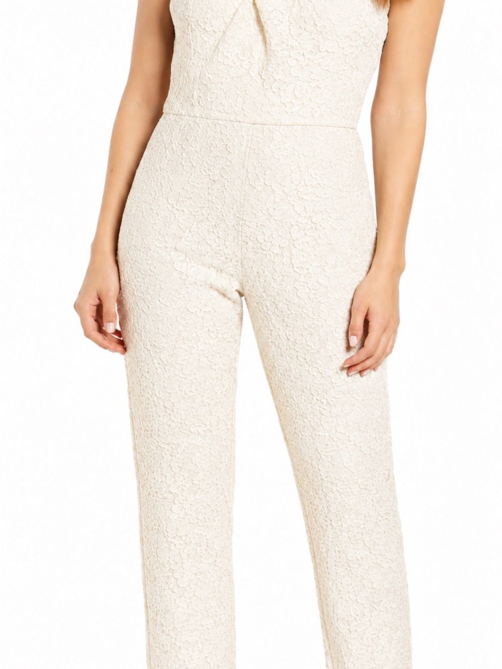 Adelyn Rae Cayden Ivory Lace Cross-Neck Jumpsuit S